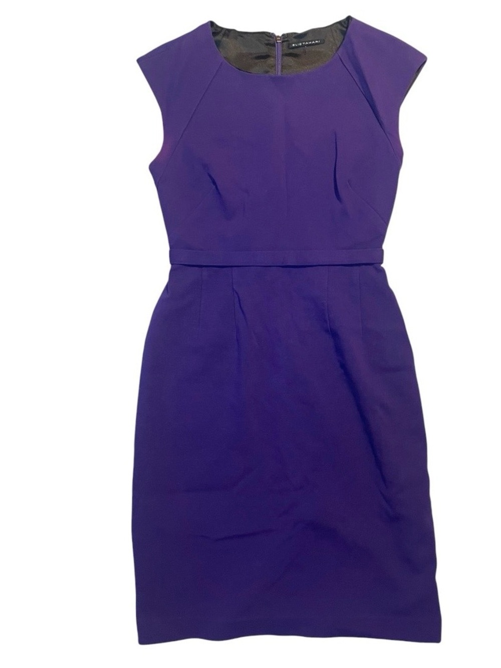 Elie Tahari Purple Cap-Sleeve Sheath Midi Dress